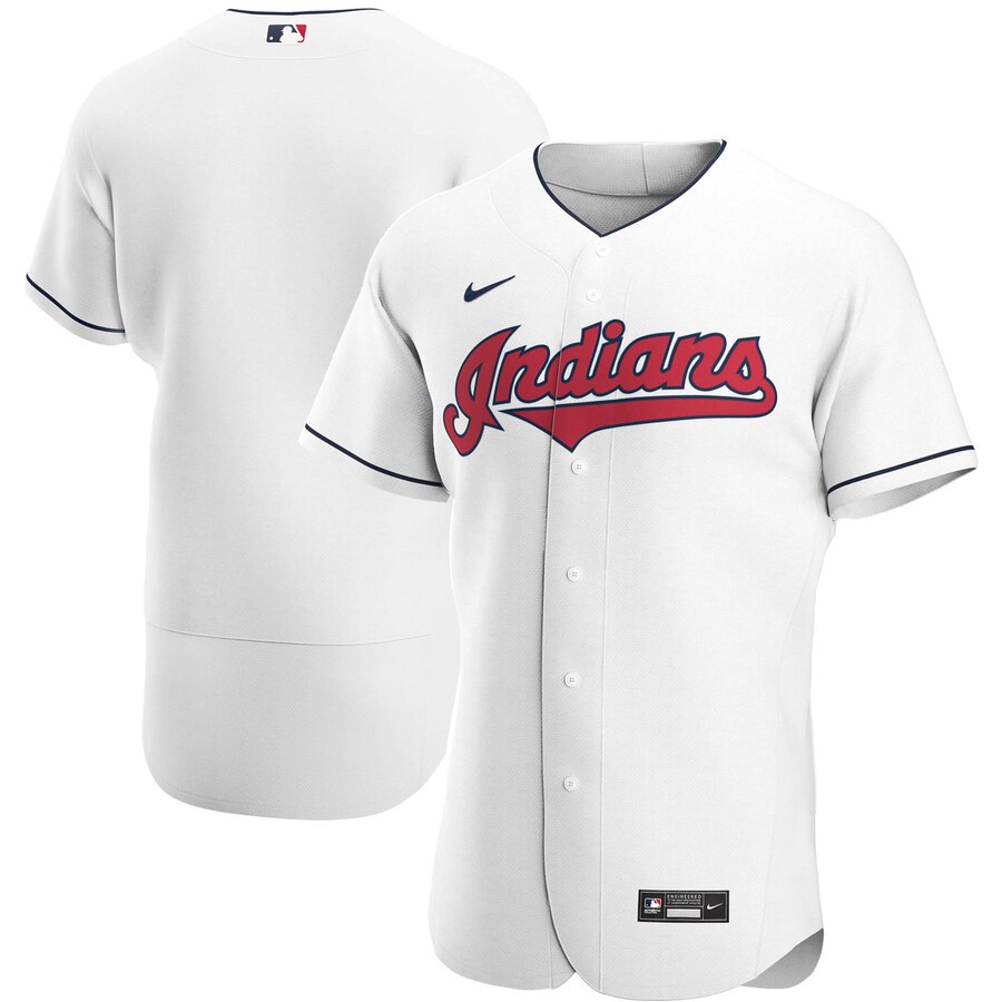 Custom Cleveland Indians Men Nike White Home 2020 Authentic Team MLB Jersey